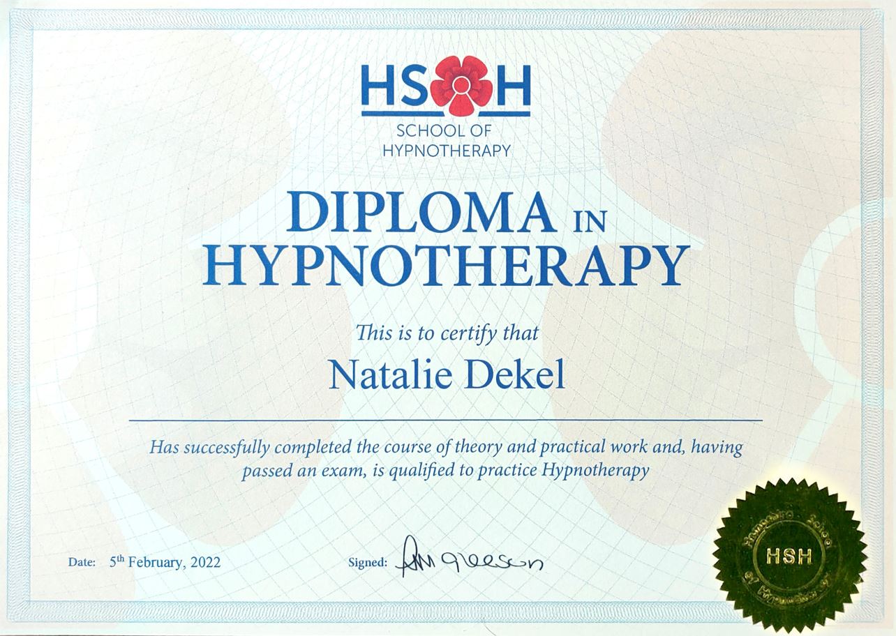 Natalie-Diploma-Hypnotherapy-Natalie-Dekel-2022