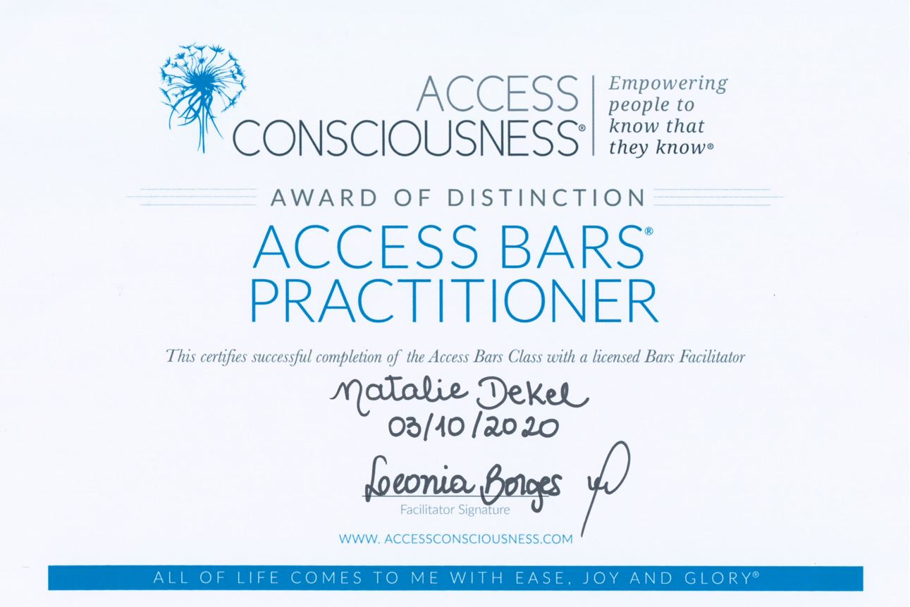 Natalie Access Bars Certificate 2020